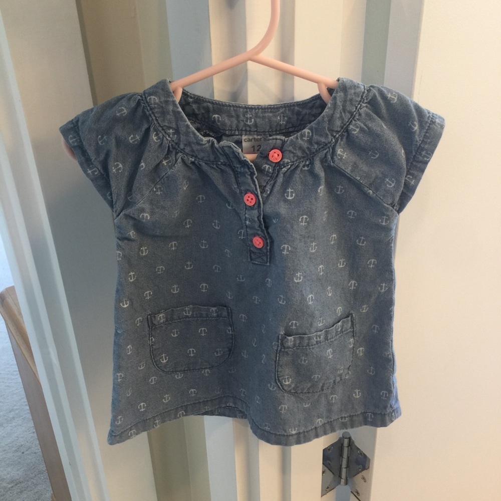 Carters girls 12 months blue anchor tunic top